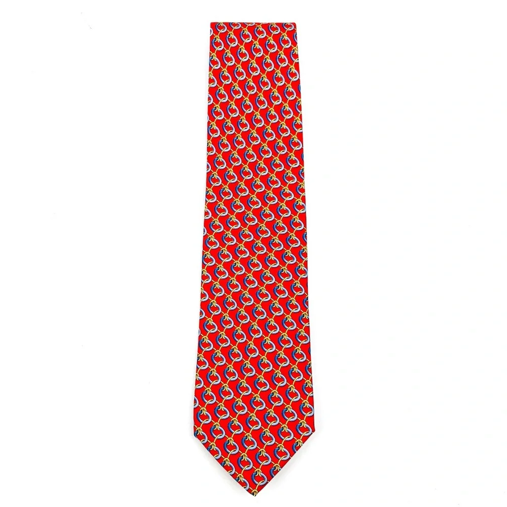 Gucci Tie Printed Silk Knotted Pattern Red Regular Width Neck Tie EUC One Size